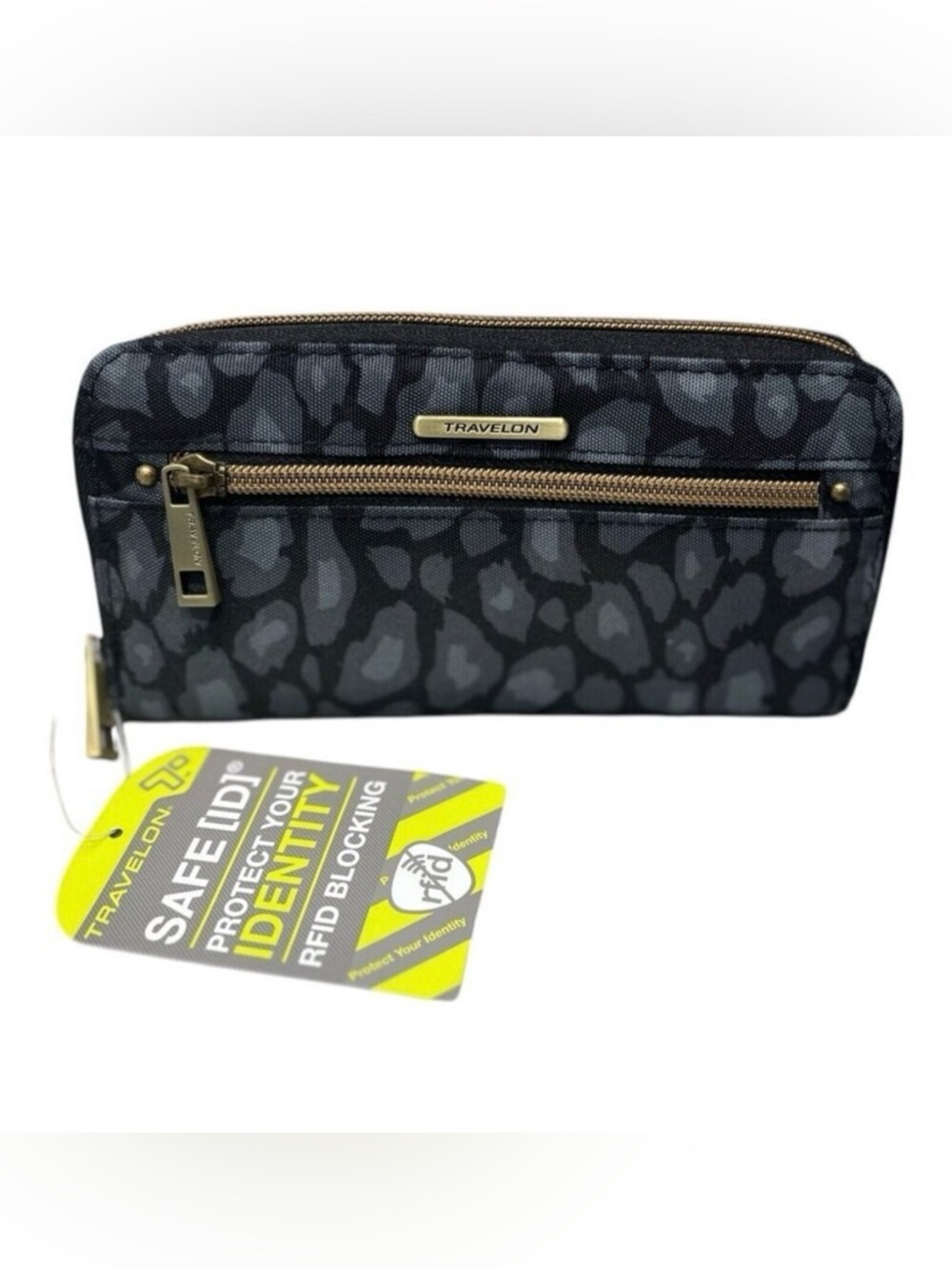 Travelon RFID Blocking Anti-theft Wristlet Wallet Clutch Leopard Print NWT